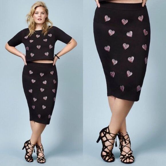 Torrid X Rebel Wilson Heart Patch Pencil Skirt Size 4X - Picture 1 of 7